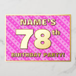 [ Thumbnail: 78th Birthday Party — Fun Pink Hearts and Stripes Invitation ]