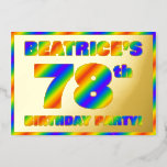 [ Thumbnail: 78th Birthday Party — Fun, Rainbow Spectrum “78” Invitation ]