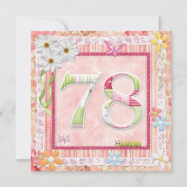 78th birthday party scrapbooking style invitation (Front)