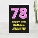 [ Thumbnail: 78th Birthday: Pink Stripes and Hearts "78" + Name Card ]