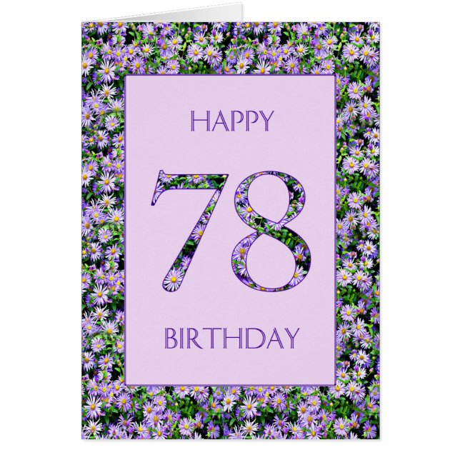 78th Birthday Purple Daisies Cards (Front)