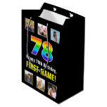 [ Thumbnail: 78th Birthday: Rainbow “78“, Custom Photos & Name Gift Bag ]