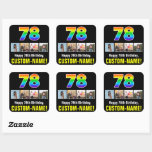 [ Thumbnail: 78th Birthday: Rainbow “78”; Custom Photos & Name Sticker ]