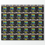 [ Thumbnail: 78th Birthday: Rainbow “78“; Custom Photos & Name Wrapping Paper ]