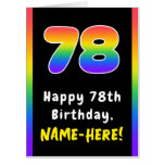 [ Thumbnail: 78th Birthday: Rainbow Spectrum # 78, Custom Name Card ]