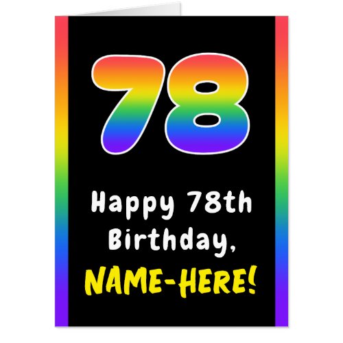 78th Birthday Rainbow Spectrum  78 Custom Name Card