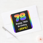 [ Thumbnail: 78th Birthday: Rainbow Spectrum # 78, Custom Name Sticker ]