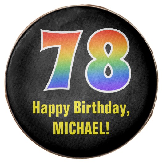 78th Birthday - Rainbow Spectrum Pattern Number 78 Chocolate Covered Oreo (Front)
