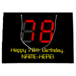 [ Thumbnail: 78th Birthday: Red Digital Clock Style "78" + Name Gift Bag ]