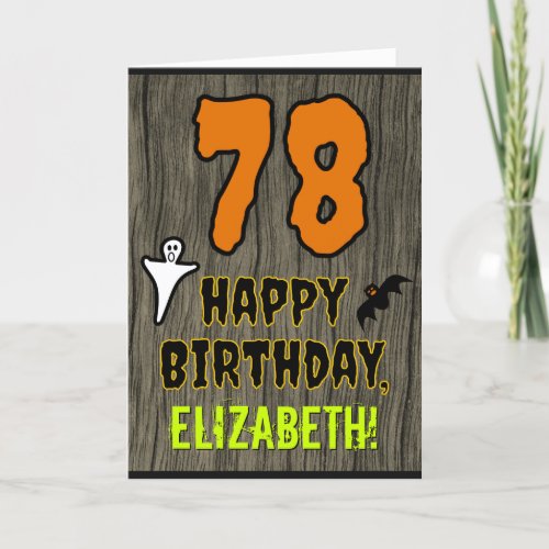 78th Birthday Spooky Halloween Theme Custom Name Card