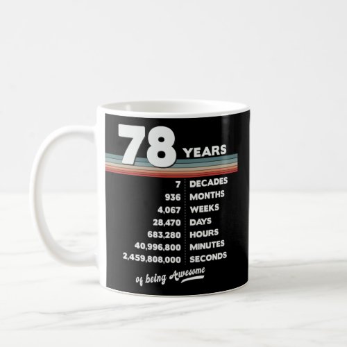 78th Birthday Vintage 78 Years Old Retro 936 Month Coffee Mug