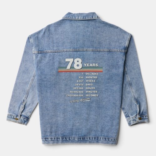 78th Birthday Vintage 78 Years Old Retro 936 Month Denim Jacket