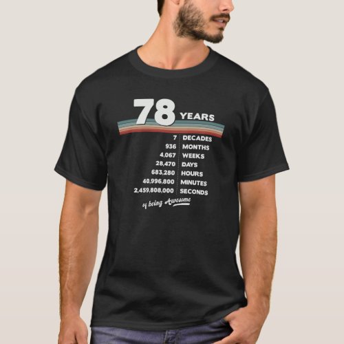 78th Birthday Vintage 78 Years Old Retro 936 Month T_Shirt