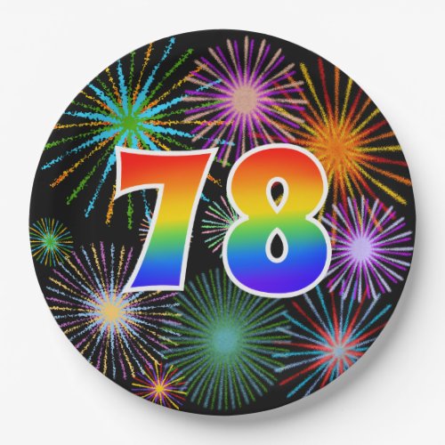 78th Event _ Fun Colorful Bold Rainbow 78 Paper Plates