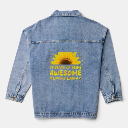 79 Year Old Floral Sunflower Lovers Born 1944 79th Denim Jacket