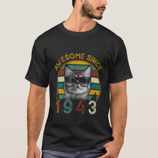 79Th Bday Vintage Cat 79 Years Funny Awesome Since T-Shirt
