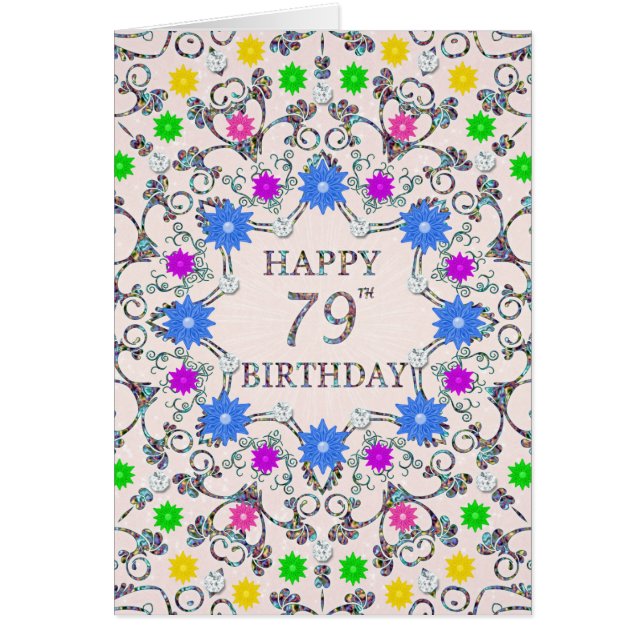 79th Birthday Abstract Flowers  Cards (Front)