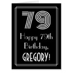 [ Thumbnail: 79th Birthday — Art Deco Inspired Look “79” + Name Card ]
