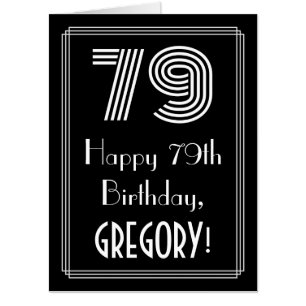 79th Birthday — Art Deco Inspired Look “79” + Name Card