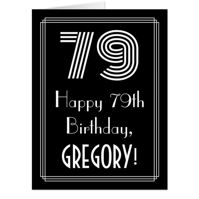 79th Birthday — Art Deco Inspired Look “79” + Name Card (Front)
