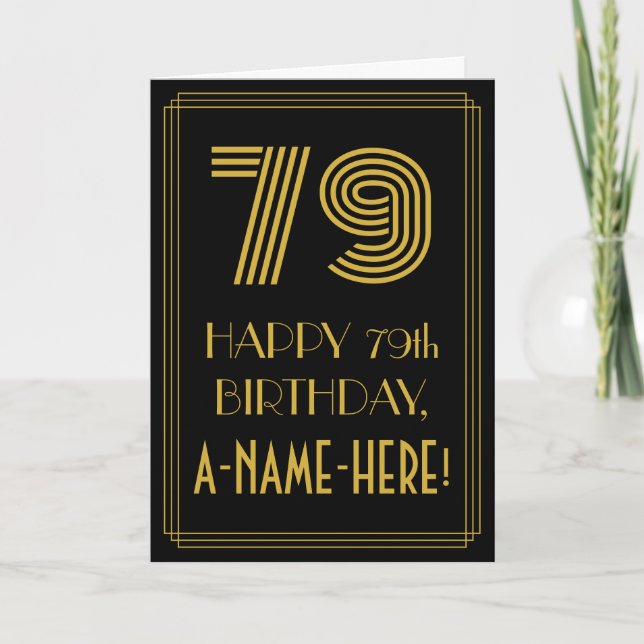 79th Birthday: Art Deco Inspired Look "79" & Name Card (Front)