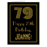 [ Thumbnail: 79th Birthday: Art Deco Inspired Look “79” + Name Card ]