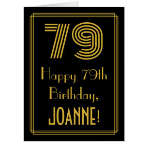79th Birthday: Art Deco Inspired Look “79” + Name Card