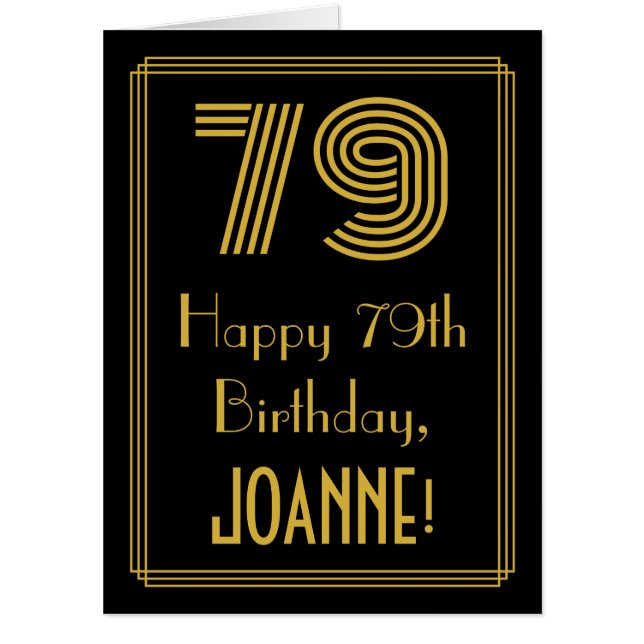 79th Birthday: Art Deco Inspired Look “79” + Name Card (Front)