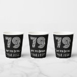 [ Thumbnail: 79th Birthday — Art Deco Inspired Look “79” + Name Paper Cups ]