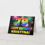 [ Thumbnail: 79th Birthday: Bold, Fun, Fireworks, Rainbow 79 Card ]