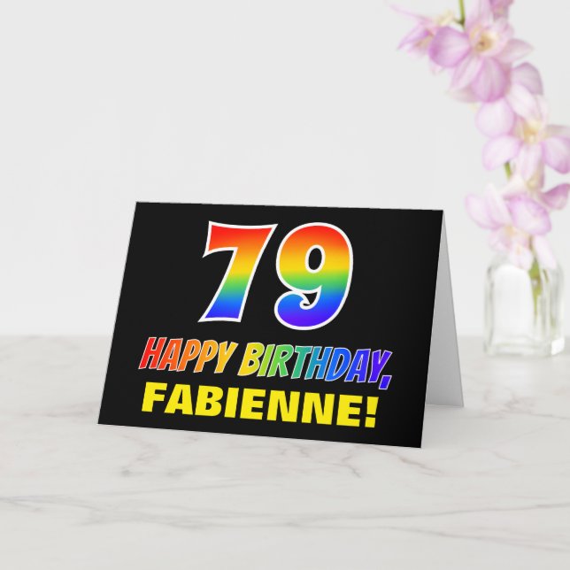 79th Birthday: Bold, Fun, Simple, Rainbow 79 Card (Orchid)