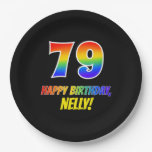 [ Thumbnail: 79th Birthday: Bold, Fun, Simple, Rainbow 79 Paper Plates ]