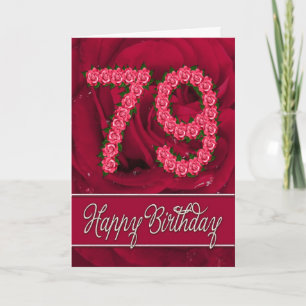 79th birthday card with roses and leaves