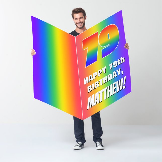 79th Birthday: Colorful, Fun Rainbow Pattern # 79 Card (In Situ)