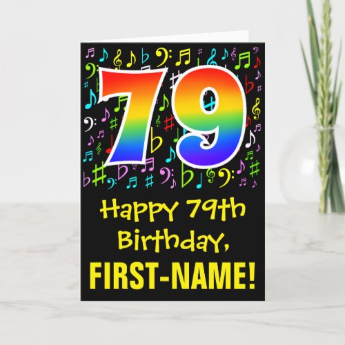 79th Birthday Colorful Music Symbols  Rainbow 79 Card