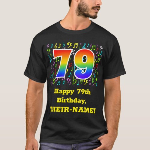 79th Birthday Colorful Music Symbols Rainbow 79 T_Shirt
