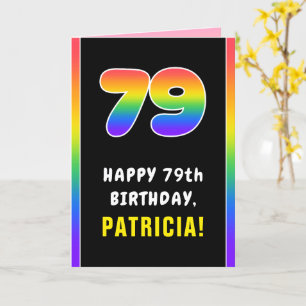79th Birthday: Colorful Rainbow # 79, Custom Name Card