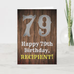 [ Thumbnail: 79th Birthday: Country Western Inspired Look, Name Card ]
