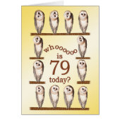79th birthday, Curious owls card. (Front)