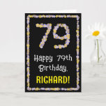 [ Thumbnail: 79th Birthday: Floral Flowers Number, Custom Name Card ]