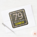 [ Thumbnail: 79th Birthday: Floral Number, Faux Wood Look, Name Sticker ]