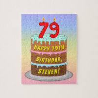 79th Birthday: Fun Cake and Candles + Custom Name