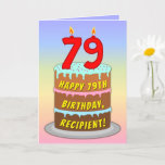 [ Thumbnail: 79th Birthday — Fun Cake & Candles, W/ Custom Name Card ]