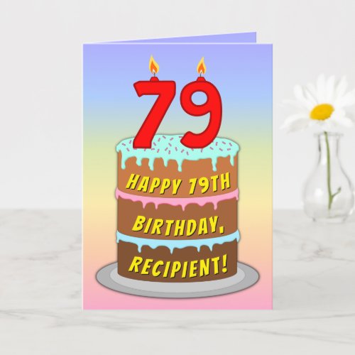 79th Birthday  Fun Cake  Candles w Custom Name Card