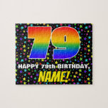 [ Thumbnail: 79th Birthday — Fun, Colorful Star Field Pattern Jigsaw Puzzle ]