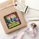 [ Thumbnail: 79th Birthday: Fun Fireworks Look, Rainbow # 79 Sticker ]