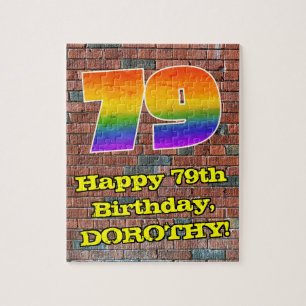 79th Birthday: Fun Graffiti-Inspired Rainbow 79 Jigsaw Puzzle