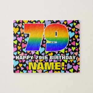 79th Birthday — Fun, Loving Heart Shapes + “79” Jigsaw Puzzle