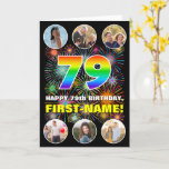 [ Thumbnail: 79th Birthday: Fun Rainbow #, Custom Name & Photos Card ]