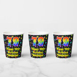 [ Thumbnail: 79th Birthday: Fun Stars Pattern and Rainbow 79 Paper Cups ]